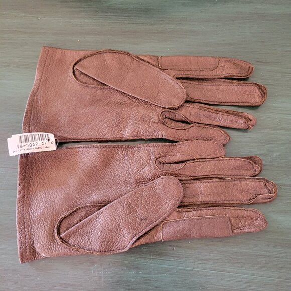 Edwards Marks Genuine Pigskin Leather Gloves Size 6 1/2‎ Brown Perforated Design - Picture 2 of 5